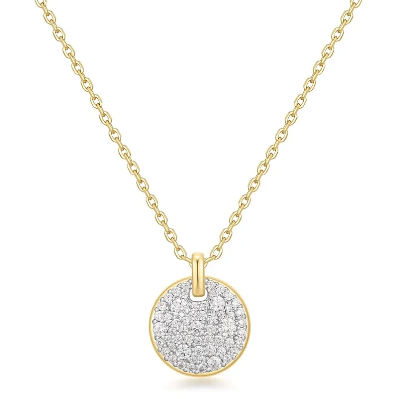 ANIA HAIE TWO-TONE LARGE PAVE DISK NECKLACE N069-04T