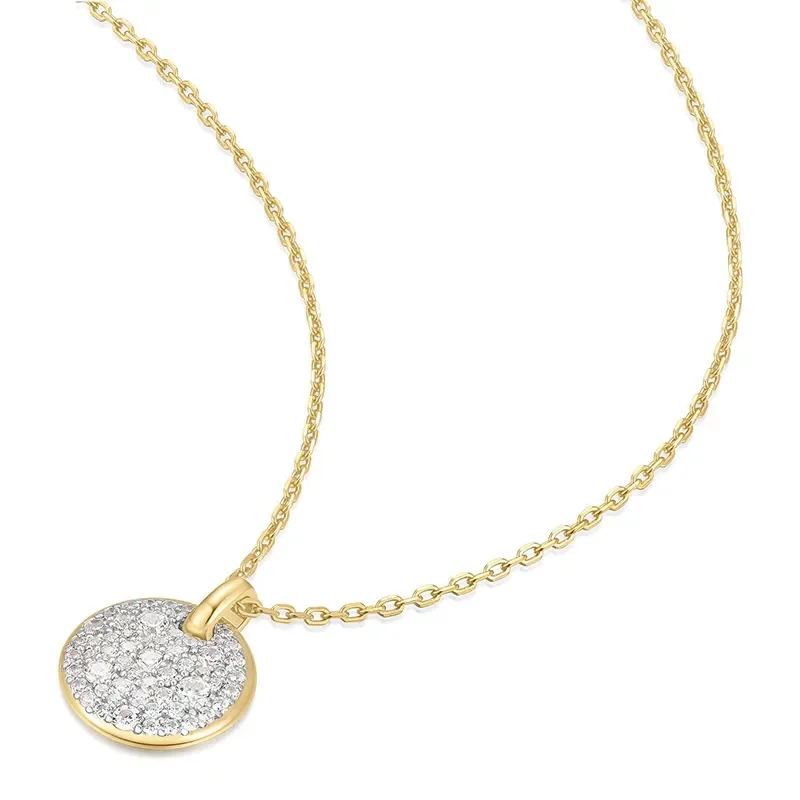 ANIA HAIE TWO-TONE LARGE PAVE DISK NECKLACE N069-04T