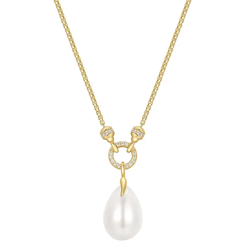 ANIA HAIE GOLD LINKED SHELL PEARL DROP PENDANT NECKLACE N069-05G