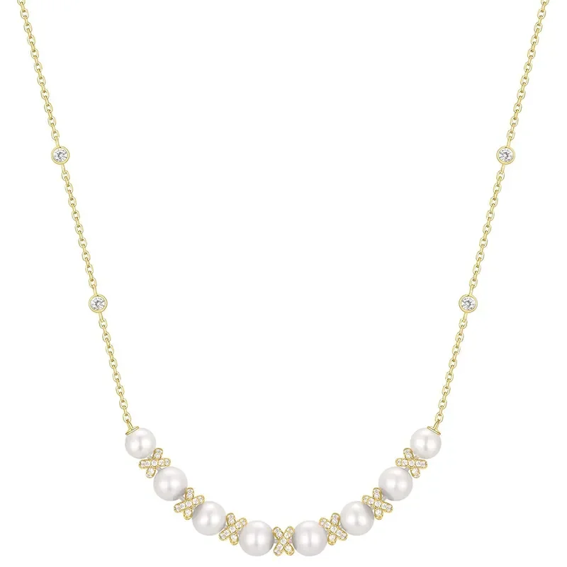 ANIA HAIE GOLD SPARKLING BRAIDED SHELL PEARL NECKLACE N069-06G