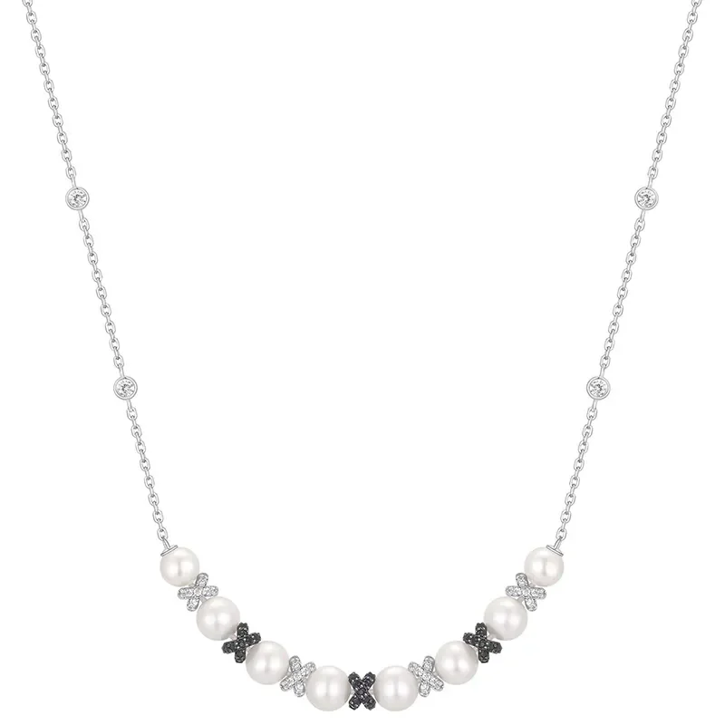 ANIA HAIE SILVER SPARKLING BRAIDED SHELL PEARL NECKLACE N069-06T