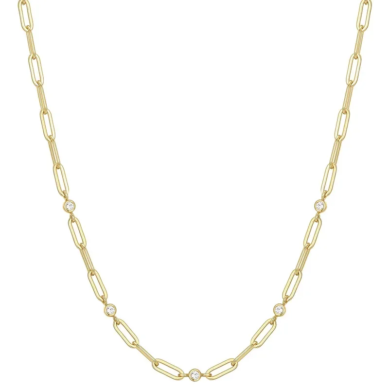 ANIA HAIE GOLD BEZEL PAPER CLIP CHAIN NECKLACE N069-07G