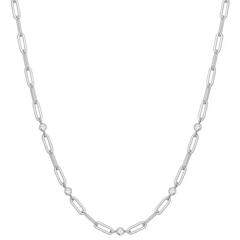 ANIA HAIE SILVER BEZEL PAPER CLIP CHAIN NECKLACE N069-07H