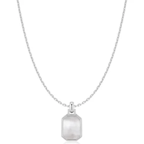 ANIA HAIE SILVER SQUARE MOTHER-OF-PEARL NECKLACE  N072-02H