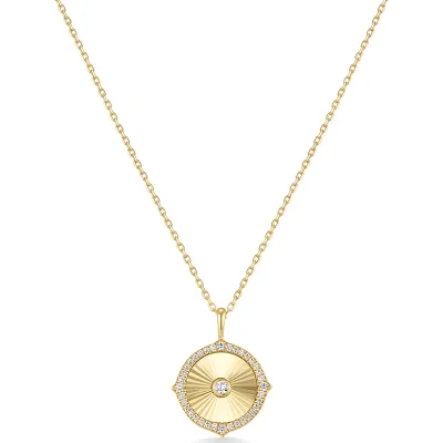 ANIA HAIE GOLD DIAMOND-CUT SUNNY DISC NECKLACE N072-04G
