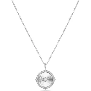 ANIA HAIE SILVER DIAMOND-CUT SUNNY DISC NECKLACE N072-04H