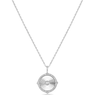 ANIA HAIE SILVER DIAMOND-CUT SUNNY DISC NECKLACE N072-04H