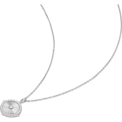 ANIA HAIE SILVER DIAMOND-CUT SUNNY DISC NECKLACE N072-04H
