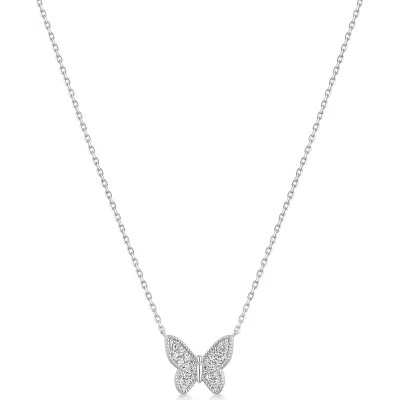 ANIA HAIE SILVER BUTTERFLY PAVE NECKLACE N073-07H
