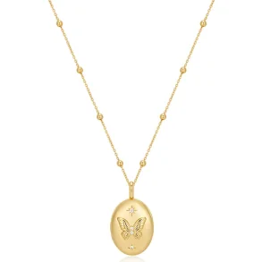 ANIA HAIE GOLD BUTTERFLY LOCKET NECKLACE N073-08G
