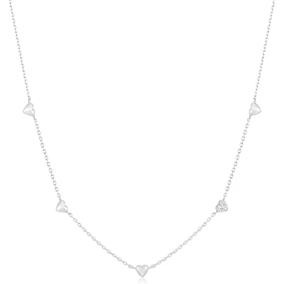 ANIA HAIE SILVER PAVE PUFFED HEART NECKLACE N074-05H