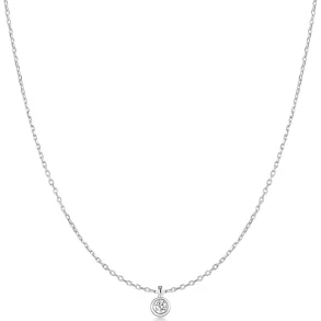 ANIA HAIE SILVER CLASSIC BEZEL-SET SOLITAIRE NECKLACE N075-01H