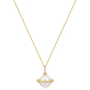 ANIA HAIE GOLD SHELL PEARL HALO EVIL-EYE NECKLACE N075-02G