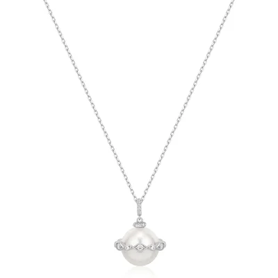 ANIA HAIE SILVER SHELL PEARL HALO EVIL-EYE NECKLACE N075-02H
