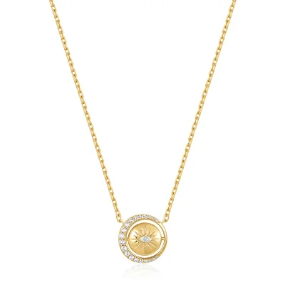 ANIA HAIE GOLD REVERSIBLE PAVE MOON EVIL-EYE NECKLACE N075-04G