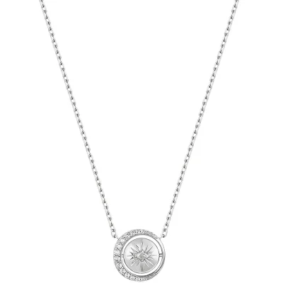 ANIA HAIE SILVER REVERSIBLE PAVE MOON EVIL-EYE NECKLACE N075-04H