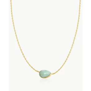 ANIA HAIE GOLD BEZEL AMAZONITE ORGANIC DOME PEBBLE NECKLACE N076-02G-AE