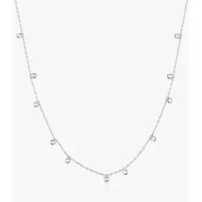 ANIA HAIE SILVER BEZEL-SET DROPLET STATION NECKLACE N076-05H