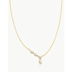 ANIA HAIE GOLD HALF-BEZEL ANGLED & DANGLE TEARDROP NECKLACE N076-06G