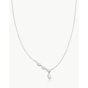 ANIA HAIE SILVER HALF-BEZEL ANGLED & DANGLE TEARDROP NECKLACE N076-06H