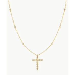 ANIA HAIE GOLD BEZEL-SET NECKLACE WITH CROSS PENDANT N076-08G