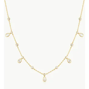 ANIA HAIE GOLD BEZEL ROUND & TEARDROP DROP NECKLACE N076-09G