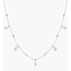 ANIA HAIE SILVER BEZEL ROUND & TEARDROP DROP NECKLACE N076-09H
