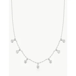 ANIA HAIE SILVER GRADUATED BEZEL ROUND DROP NECKLACE N076-10H