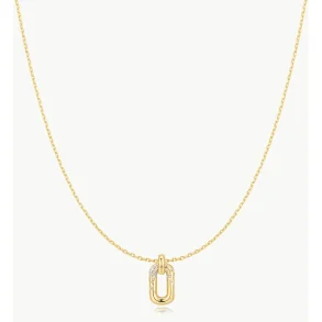 ANIA HAIE GOLD SPARKLING OVAL HOOP PENDANT NECKLACE N076-13G