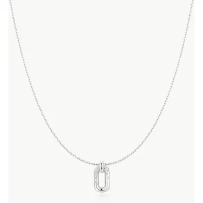 ANIA HAIE SILVER SPARKLING OVAL HOOP PENDANT NECKLACE N076-13H