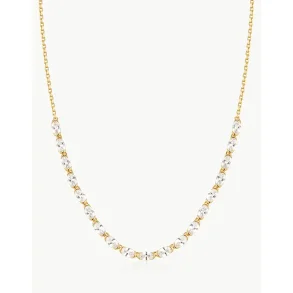 ANIA HAIE GOLD HALF-BEZEL OVAL HALF-TENNIS NECKLACE N076-14G