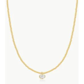 ANIA HAIE GOLD BEZEL ORGANIC PEBBLE BEADED NECKLACE N076-15G