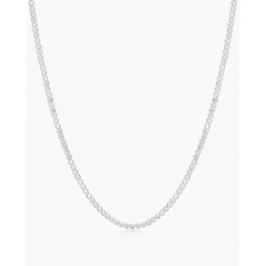 ANIA HAIE SILVER HALF-BEZEL ROUND TENNIS NECKLACE N076-16H