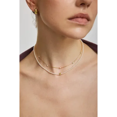 ANIA HAIE GOLD TWIST & GLASS PEARL BEADED NECKLACE N077-01G