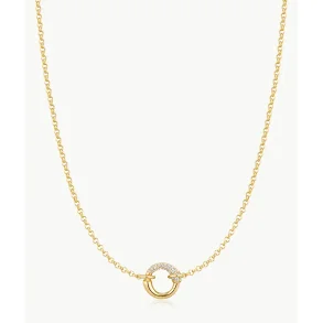 ANIA HAIE GOLD HALF PAVE & POLISH HOOP NECKLACE N078-03G