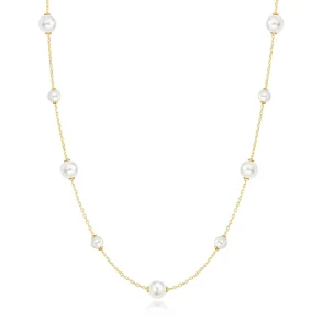 ANIA HAIE GOLD ALTERNATING SHELL PEARL NECKLACE N079-03G