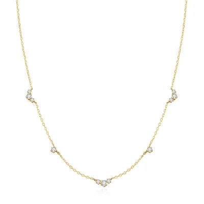 ANIA HAIE GOLD CLUSTER & SINGLE STATION NECKLACE N079-04G
