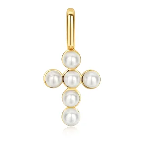 ANIA HAIE GOLD SHELL PEARL CROSS CHARM NC060-06G