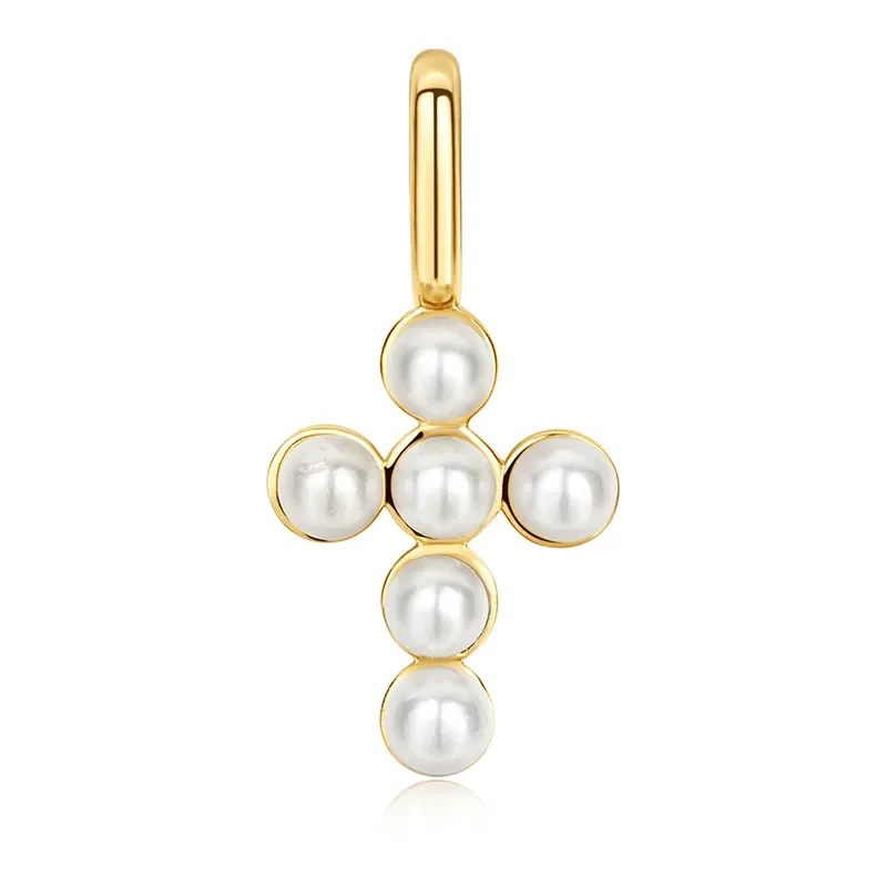 ANIA HAIE GOLD SHELL PEARL CROSS CHARM NC060-06G