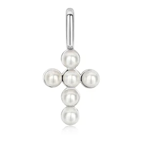 ANIA HAIE SILVER SHELL PEARL CROSS CHARM NC060-06H