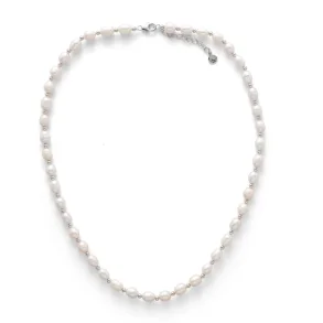 ALEXANDER LYNGGAARD PEARL & SILVER BEAD NECKLACE 8MM P00005