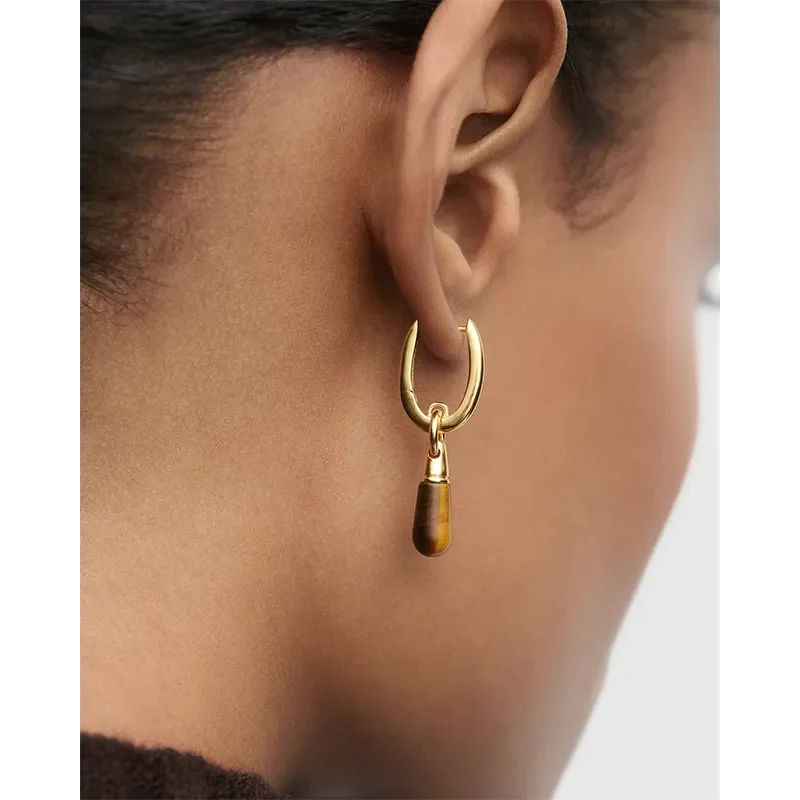 PDPAOLA TIGER EYE JUPITER SINGLE HOOP EARRING PG01-376-U