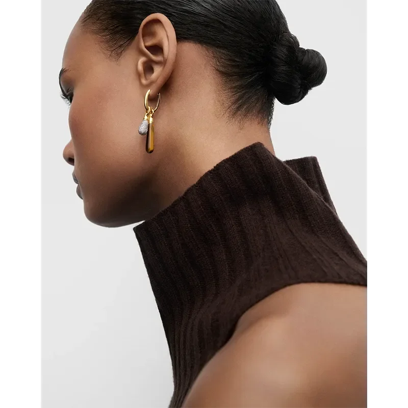 PDPAOLA TIGER EYE LARGE JUPITER SINGLE HOOP EARRING PG01-377-U