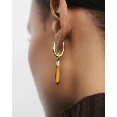 PDPAOLA TIGER EYE LARGE JUPITER SINGLE HOOP EARRING PG01-377-U