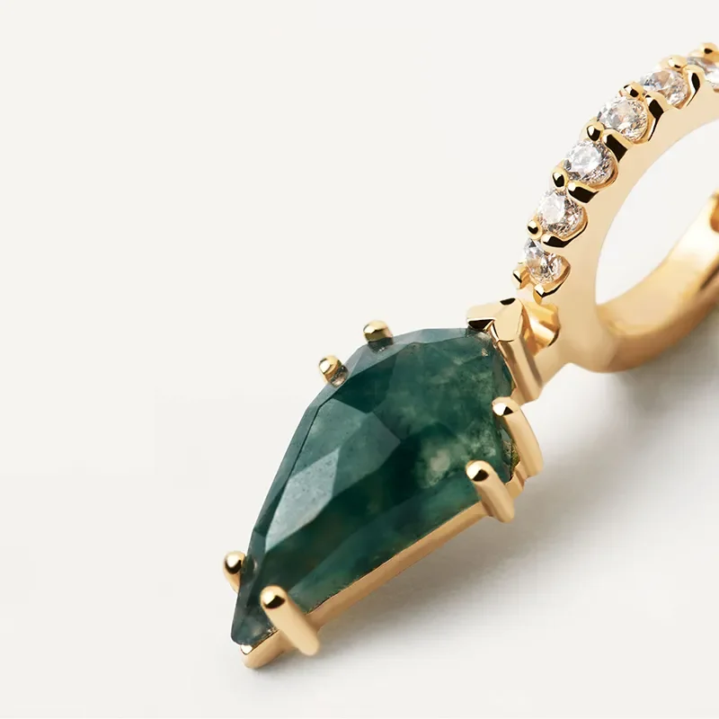 PDPAOLA NAOKI MOSS AGATE SINGLE EARRING PG01-696-U
