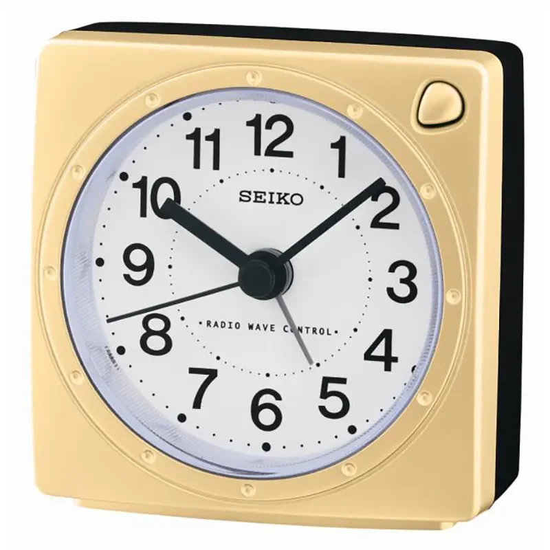 SEIKO RADIO WAVE CONTROL 8X8X4CM BEEP SNOOZE  LIG
