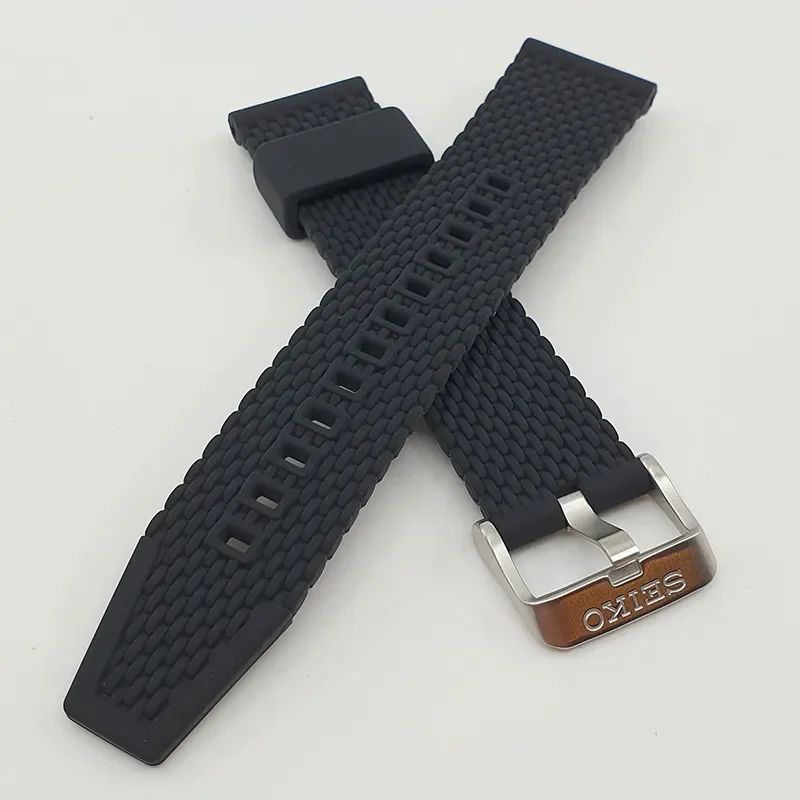 SEIKO 5 GUMMI REM SVART 22MM-STL LS