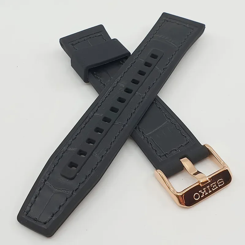 SEIKO 5 SVART SKINN-ROS LS