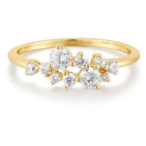 ANIA HAIE GOLD FLOWER CLUSTER PAVE RING R058-02G