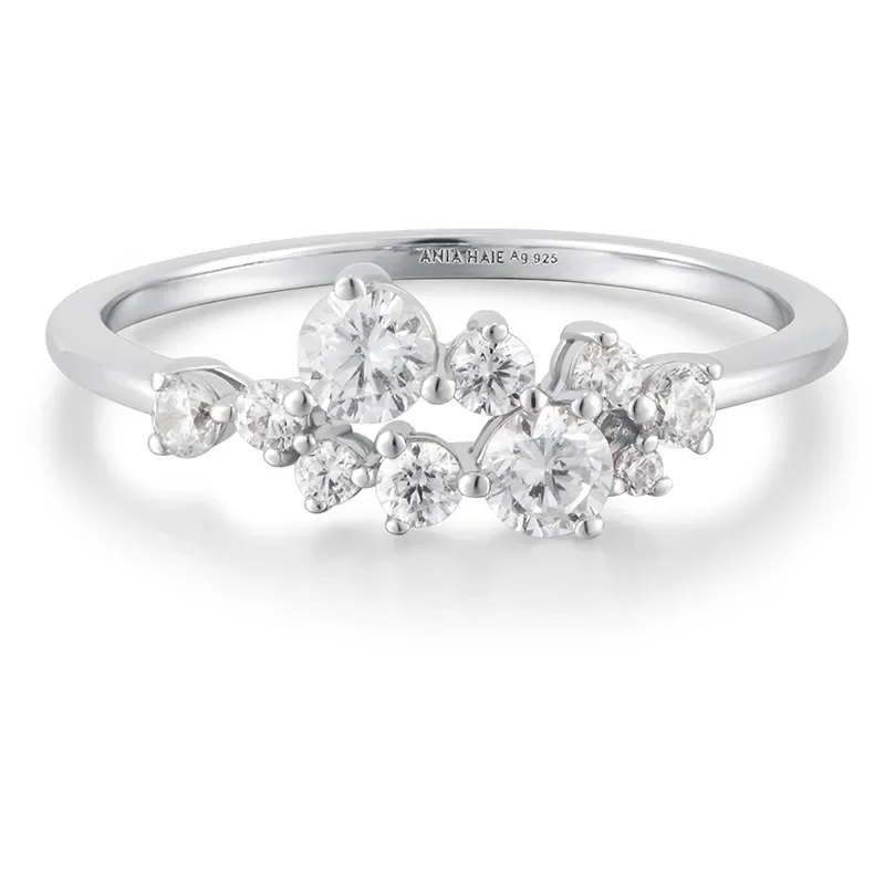 ANIA HAIE SILVER FLOWER CLUSTER PAVE RING R058-02H
